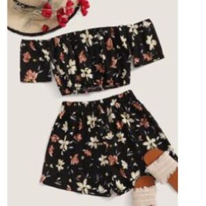 Floral Off-Shoulder Two-Piece Set